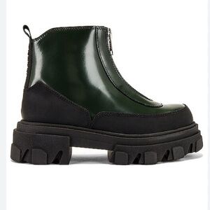 Ganni Green and Black Ankle Boots